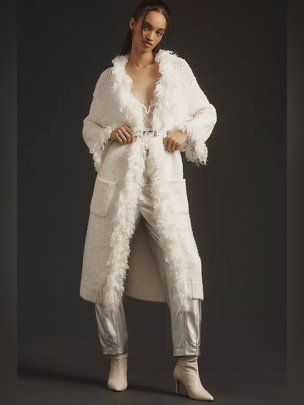 Pilcro Oversized Fringe Cardigan Sweater